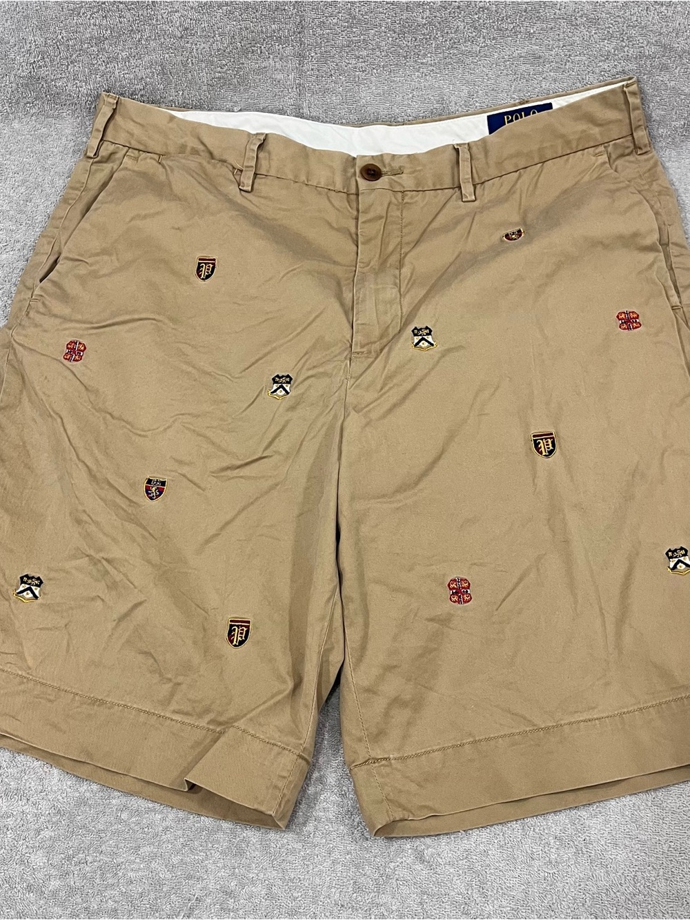 Polo Ralph Lauren Mens 34 Khaki Tan Embroidered Crest Stretch Classic Fit W/flaw